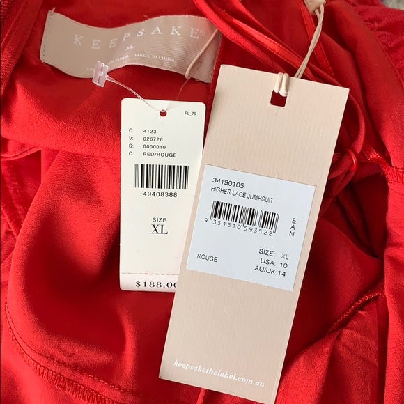 Anthropologie KEEPSAKE Octavia red jumpsuit XL New NWT RARE HTF GORGEOUS - Picture 3 of 12